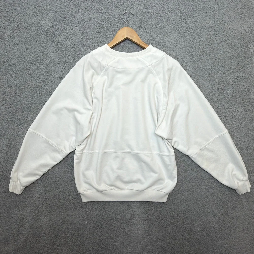 VTG Nike Sweatshirt Women M‎ White Embroidered Swoosh Logo Crewneck Pullover 90s